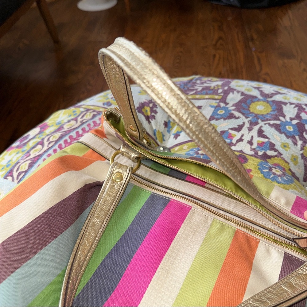 COACH 19021 POPPY LEGACY STRIPE GLAM TOTE Shoulder Bag - Picture 8 of 14